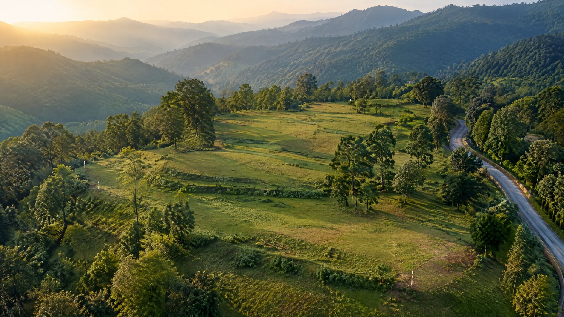 Concept view of a large green land parcel in the Himalayan foothills