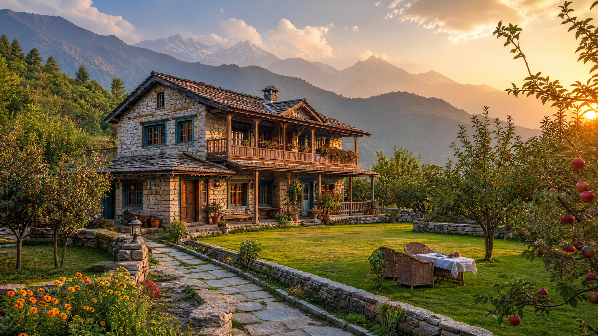 Serene Uttarakhand farmhouse with orchards